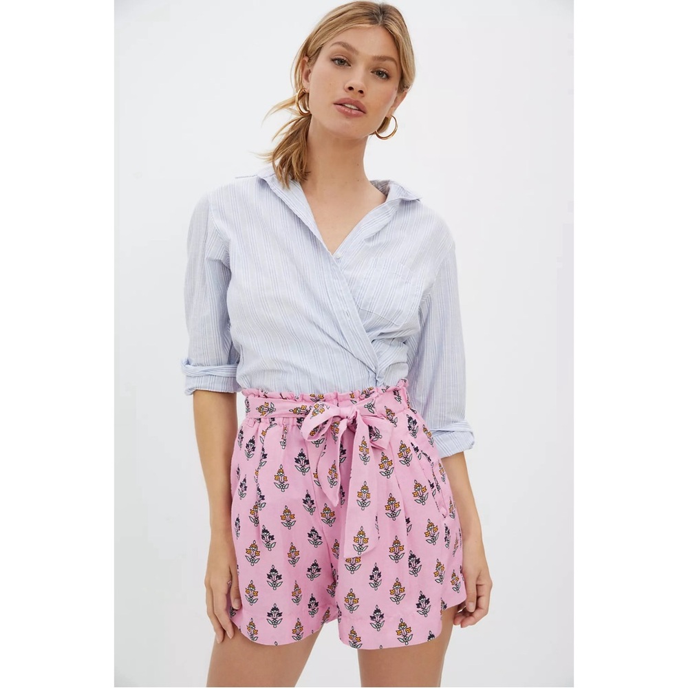 Anthropologie Pink Floral Belted Shorts NWT Size XL